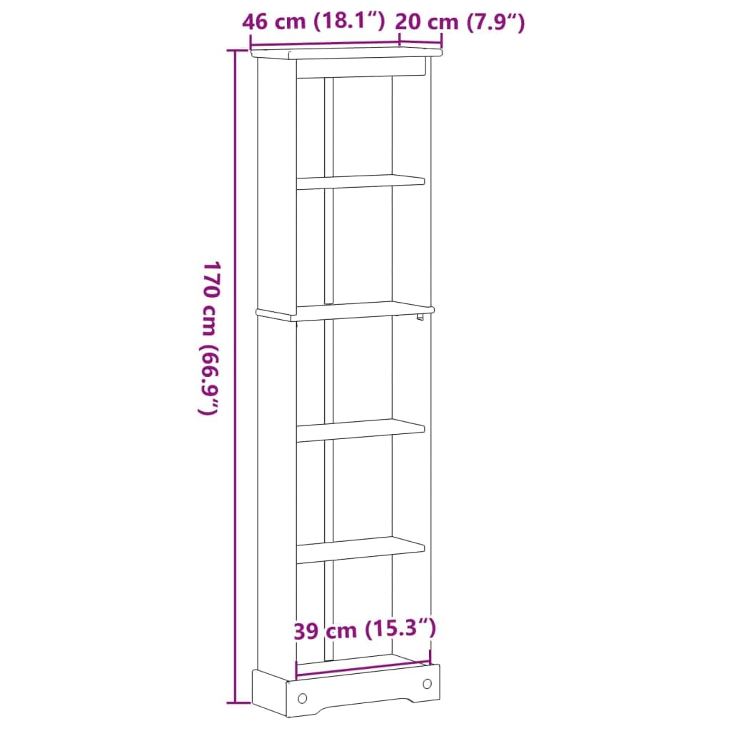 Estantería de madera maciza de pino con soporte de pared - Estantería decorativa con espacio de almacenamiento para libros, revistas y artículos decorativos en diseño rústico