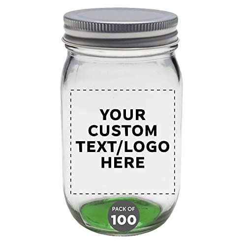 DISCOUNT PROMOS Custom Mason Jars with Lids 16 oz. Set ...