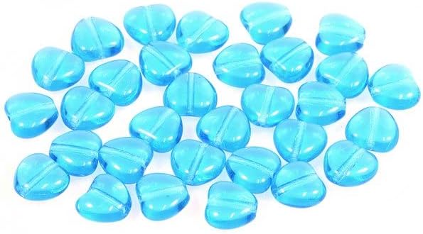 30pcs Heart Beads 8 x 8 mm, Aqua (60030), Bohemia Crystal Glass, Czechia 11179001