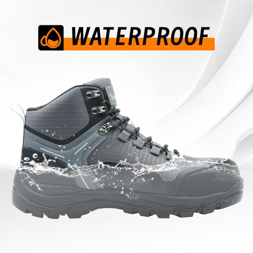 Image of Waterproof Steel Toe Boots for Men Wide Width Slip Resistant Work Shoes Lightweight Non Slip Safety Sneakers Construction Composite Toe Working Footwear