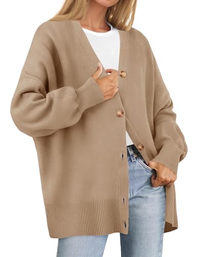 ZESICA Women's 2025 Fall Casual Long Sleeve Cardigan V Neck Button