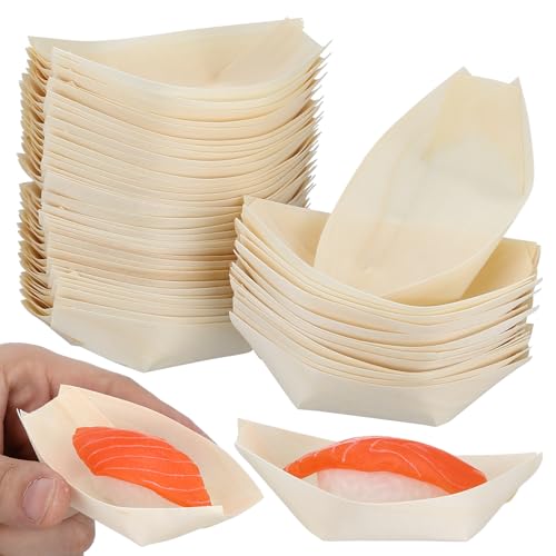 SHINEOFI Lot de 50 Bols à Collation en Bois Composite Beige, Empilables et Sûrs pour Aliments, de Bateau, pour Préparation de Repas et Fêtes