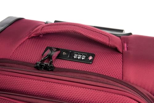 Image of Verage Luxe Toledo Set of 2 (S+M) Softsided Lightweight Spinner Wheels Luggage, Expandable Suitcase with TSA Lock & LED Flashlight, Burgundy (20 /24)
