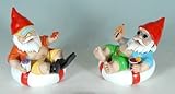 Pair Tropical Beach Party Gnomes on Vacation Garden Statues