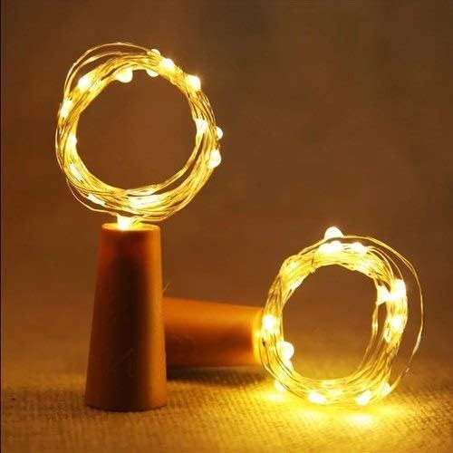LED Wine Bottle Cork Lights Copper Wire String Lights, 2M Battery Operated Wine Bottle Fairy Lights Bottle Christmas, Wedding Party Home Decor Lights Set of 1