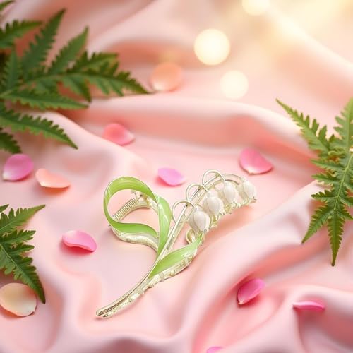 Pinza grande de metal con flor rosa para cabello miniatura 2