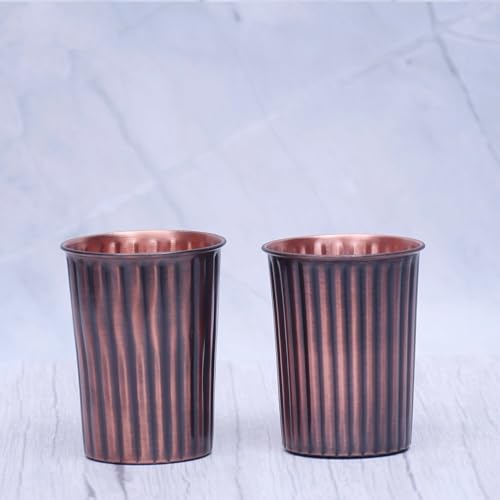 Set de 2 vasos de cobre puro 300 ml diseño antiguo miniatura 4