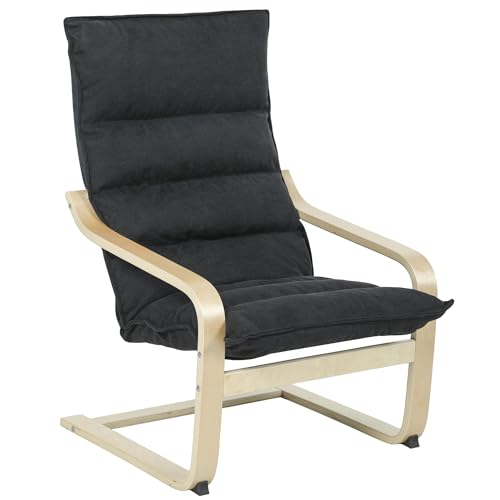 HOMCOM Sillón de Salón Moderno Butaca de Salón con Respaldo Alto Reposabrazos y Patas de Madera Tapizado en Terciopelo Butaca para Dormitorio Sala de Estar Negro