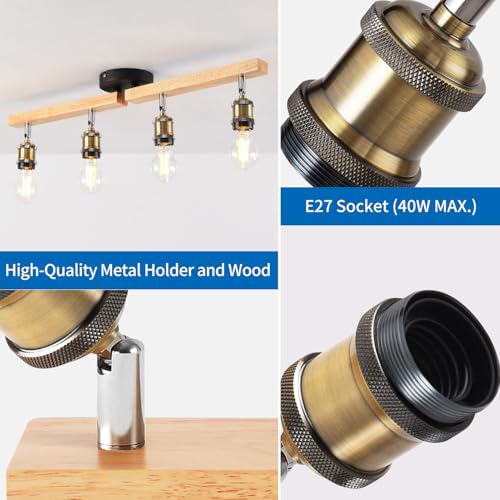 ANWIO Kitchen Lights Ceiling,4 Way Ceiling Lights Fitting,Bedroom Light Ceilings with E27,Adjustable Spotlight Bar Lighting,Living Room Lounge Light Ceilings Fittings (NO Bulbs) - Image 3