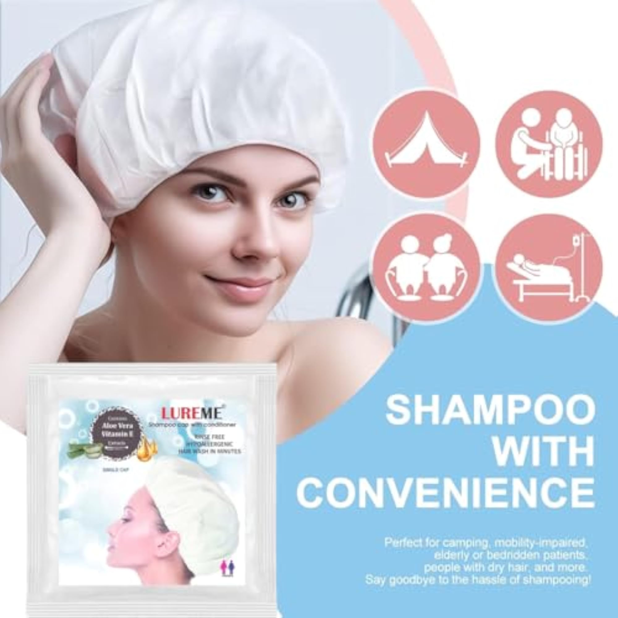 4 Pack Shampoo Cap for Adults, Comfortable Hair Wash