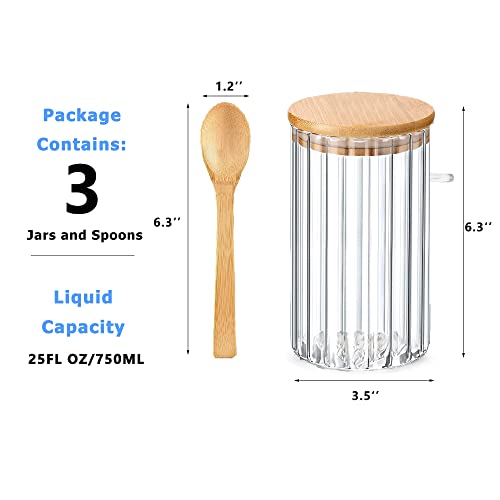 Steviieden 25 Oz Large Airtight Glass Jars With Bamboo Spoons Lids Overnight Oats Container Decorative Coffee Bar Food Storage Jar Cereal Nuts Salts Coffee Tea Flour Sugar Container Spice Jars #TOP3