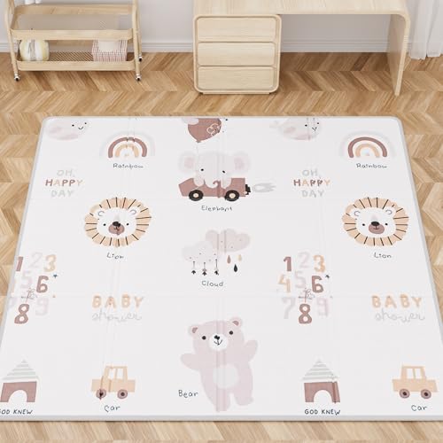 JIQIHEYI 59x59 Baby Play Mat, Foldable Baby Mat for Floor