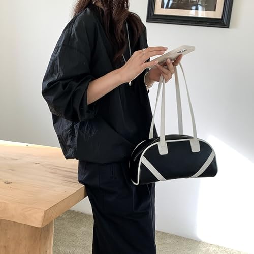 Sac à bandoulière style coréen en patchwork de cuir PU à fermeture éclair