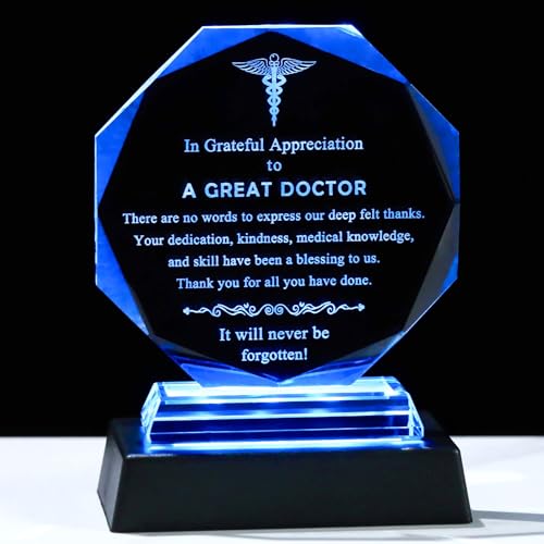 Movdyka Doctor Appreciation Gifts Glass Plaque, Laser Engraved Doctor Gifts