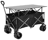 キャリーワゴン アウトドアワゴン キャンプ カート ワゴンカート アウトドア用キャリーカート キャンピングカート 折りたたみ テーブル付き 自立可 超大直径タイヤ 洗える 耐荷重100kg 頑丈 持ち運び便利