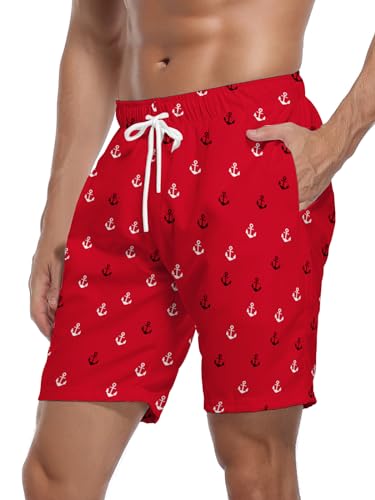 Mens 7 inch Beach Shorts Swim Trunks Stretch Running Shorts Quick Dry Swim Shorts with Pockets