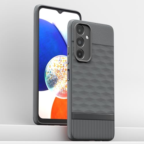 Image of Pikkme Back Cover for Samsung Galaxy A14 5G Camera Protection 3D Hexa Cube Design Silicone Protective Bumper Case (Grey)