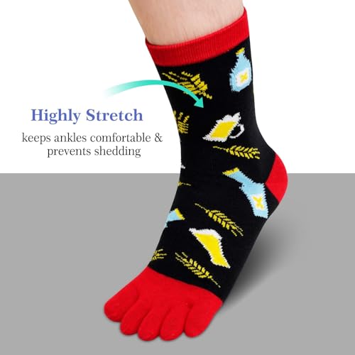 ZAKASA Men’s Toe Socks Cotton Five Finger Crew Socks Athletic Running Socks 5 Pairs3