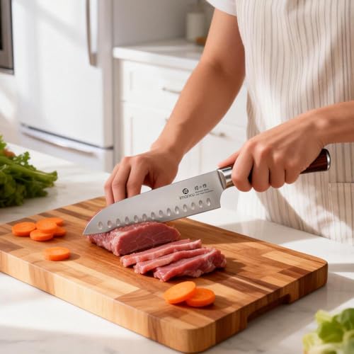 Image of imarku Chef Knife, Santoku Knife 7 Inch-Ultra Super Kitchen Knife with High-Carbon Steel, Ultimate Kitchen Gadgets for Essentials & Professional Use, Excellent Gift for Women Men