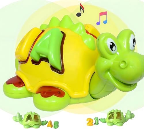 Image of Musical Toy for Kids Happy Turtle Bump and Go Dancing Toy Animal Figure with 3D Flashing Light & Sound for Baby, Best Gift for Children for Kids, Boys, Girls Age 2+ Years