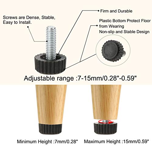 Tornillo de mano M6 uxcell para nivelar muebles con base protectora de suelo 5