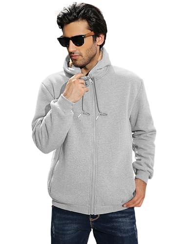 Fleece Hoodies for Men Heavyweight Winter Full-Zip Sweatshirt Sherpa Lined Hooded Thermal Jacket Thick Warm Coats2