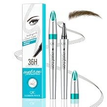 Microblading Eyebrow Pencil, Eyebrow Pen for Women, Faux Brow Pen Filling with 4-Fork-Tip Create Natural Hair-Like Brows Pencil Last All Day Waterproof dark brown
