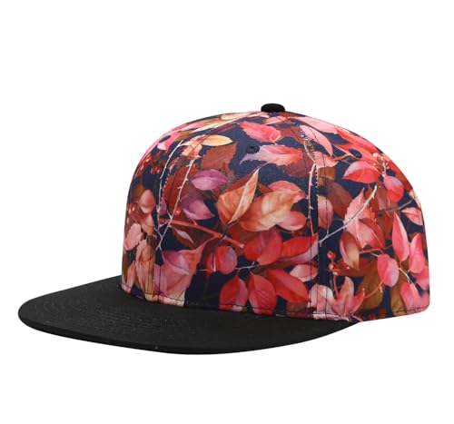 Image of Quanhaigou Snapback Hat for Men Women,Hip Hop Style Colorful Flat Bill Hats Teens Adjustable Baseball Cap