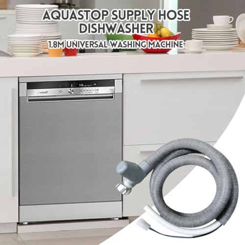 Tutamaz Aquastop Zulaufschlauch, 1,85m Wasserschlauch Zulaufschlauch, Universal Geschirrspülerschlauch, 3/4 Zoll Gerade/Winkel 90 Grad für Waschmaschine Geschirrspüler Spülmaschine