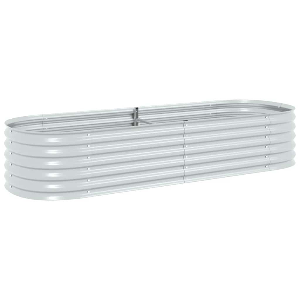 vidaXL Lit Surélevé 240x80x44 cm Acier Galvanisé Argenté Jardinière Pot Fleurs