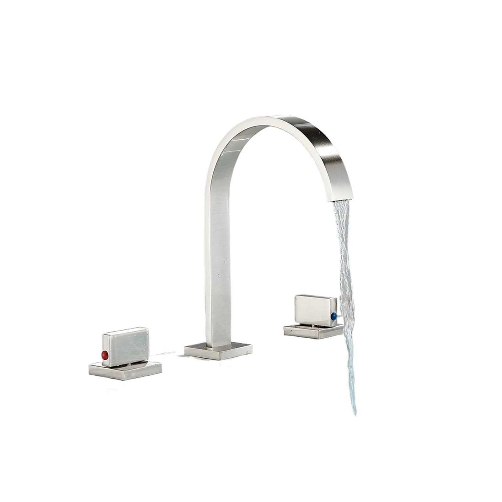 Robinet de lavabo 3 trous Nickel A avec mélangeur eau chaude et froide