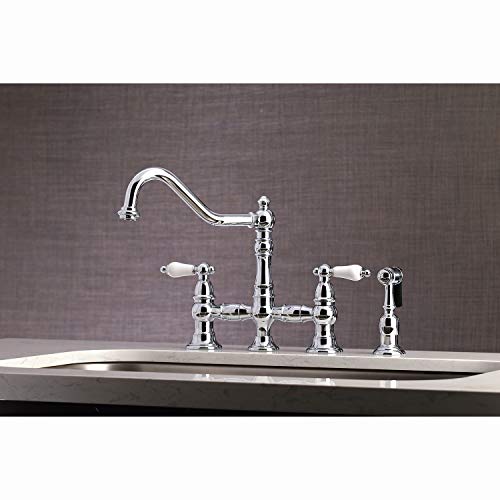 Kingston Brass KS3271PLBS Restoration 8" Bridge Kitchen Faucet with Sprayer, Polished Chrome by Kingston Brass - Image 2