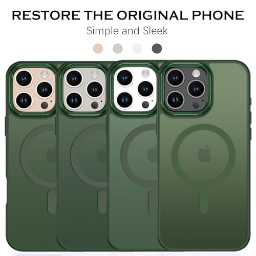 Image of YINLAI for iPhone 16 Pro Max Case 6.9-inch,Magnetic Compatible with MagSafe, Slim Matte Anti-Fingerprint, Shockproof Full Body Military Grade Protection for iPhone 16 Pro Max Cover, Green