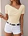 ZESICA Womens Summer Asymmetrical T Shirts Ruched Fitted Short Sleeve Y2K Going Out Tops 2026 Spring Fashion Vacation Outfits, Apricot, M