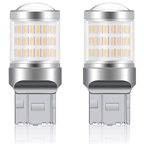 高輝度 T20 ダブル球 W21W 7443 7440ウェッジ球 無極性 TORIBIO 57SMD LED素子 10V-30V テールランプ ブレーキランプ ストップランプ ウィンカーランプ バックランプ 汎用 イェロー 2個セット