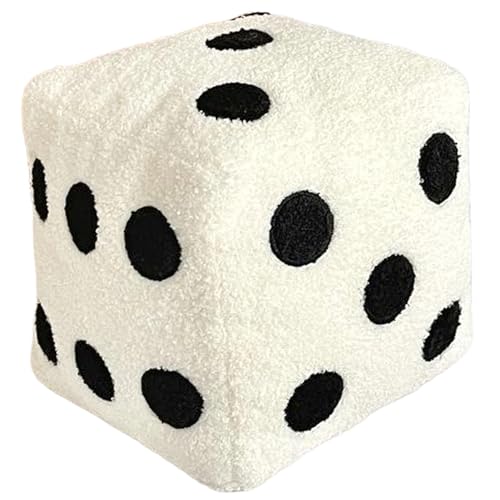 Dice Pillow 8x8 Cute Plush Dice Toy with Loop Velvet & Comfortable Stuffed Big Throwable Creative & Fun Decor for Home Bedroom, Sofa, Coffee Shop Decoration, White