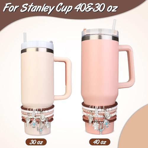6PCS Bracelets for Stanley Cup Accessories, Western Cowboy Bracelet Stack Charms for Stanley Cup Decorations, Longhorn Bull Beads Charm Attachments for Stanley 40oz&30oz Tumbler with Handle2