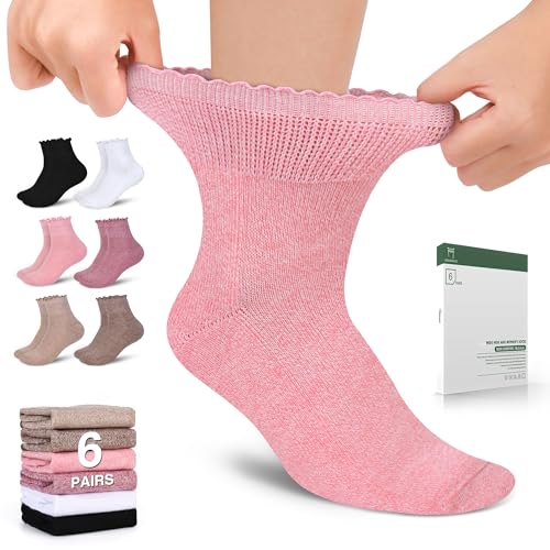 Bulinlulu Women’s Diabetic Socks – 6 Pairs Non-Binding...