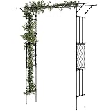 Arche de jardin Outsunny, treillis en acier recouvert de PE pour plantes grimpantes, arche de roses pour fêtes, décoration de jardin pour mariages, 180 x 40 x 215 cm, noir