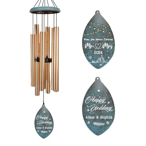 Image of ASTARIN Wedding Gifts Wind Chime, Personalized Names & Date Wind Chimes Gifts for Couple 2024, Wedding Gift for Newlywed Bride Groom Husband Wife, Valentine's Day Anniversary