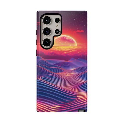 Coque Samsung S24 Ultra Vivid Sunset Waves bleue rigide brillante