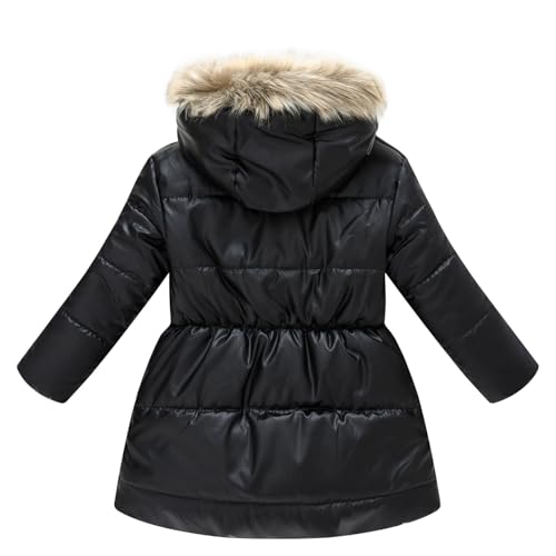Kids Girls Long Sleeve Water-Resistant Hooded Jacket Coat Winter Medium Long Outerwear2