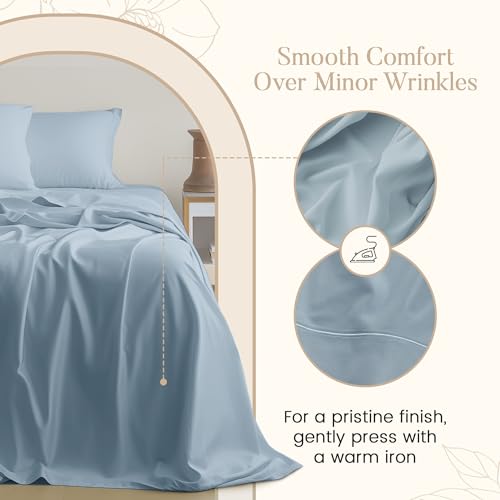 CHATEAU HOME COLLECTION 100% Cotton Bed Sheets Twin 15" Deep Pocket Sheets, No Pilling & Shrinkage Machine Washabe Fade Resistant Luxury Hotel Bedding- French Blue