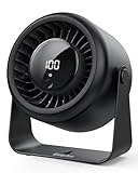 【Batterie haute densité 5200mAh & Smart Digital Display 】Il est équipé d'une batterie de 5200mAh à grande capacité. Charge rapide 4H: 15h en mode nuit (niveau 1) / 4h en mode tempête (niveau 100). Nos ventilateurs de table sont dotés d'un écran intelligent qui surveille en temps réel le pourcentage d'air (5 Vitesses).