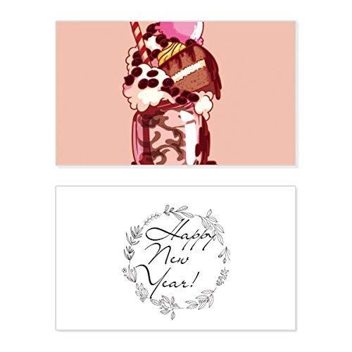 Tarjeta conmemorativa de Año Nuevo con ilustración dulce y texto en inglés