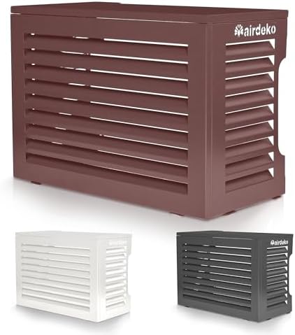 Airdeko Premium Mini Split AC Air Conditioner Cover for Outside Units - Decorative Metal Mini Split Condenser Cover - Rustproof, All-Season Outdoor Protection with Sleek Design - Secure & Durable (L)