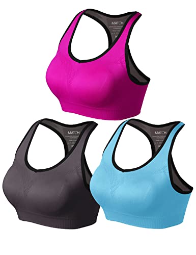 Image of Match Women's Seamless Racerback Sports Bra with Removable Pads Strappy Workout Bra Top for Yoga Gym Running Fitness (New Size)