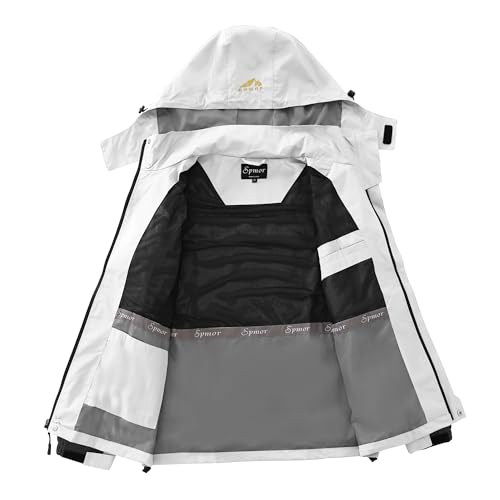 Spmor Men's Outdoor Sports Hooded Windproof Jacket Waterproof Rain Coat2