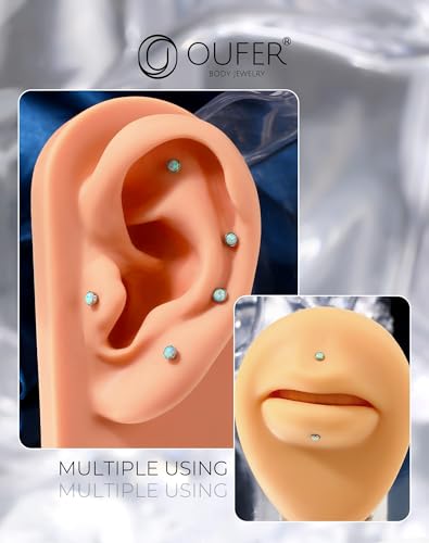 OUFER 2PCS 16G/20G Nose Lip Studs, G23 Solid Titanium Threadless Push in Nose Nostril Lip Labret Medusa Monroe Helix Cartilage Tragus Conch Lobe Piercing Jewelry for Women Men4