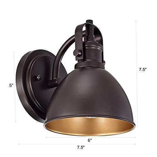 Image of Oil Rubbed Bronze Gooseneck Wall Sconce, 7.5 inch Rustic Farmhouse Vanity Light, Barn Light Fixture for Bathroom, Bedroom, Garage, Porch, and Entryway